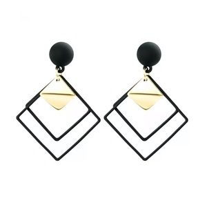 Geometric Black and Gold Earrings